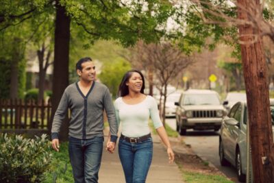 Couple Walking Town