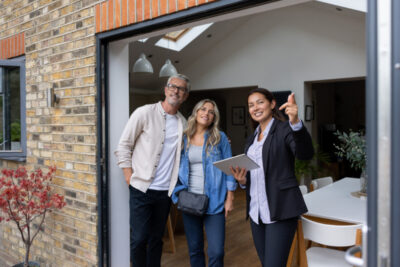 couple touring their new home