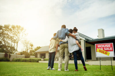 Family hugging together