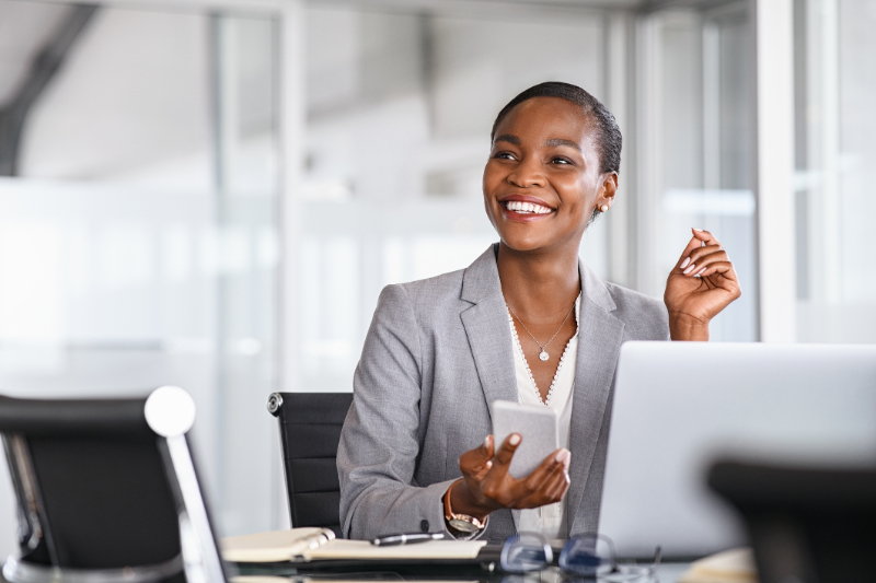 office woman smiling