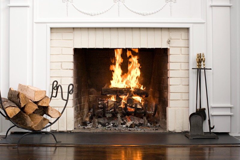 fireplace with fire